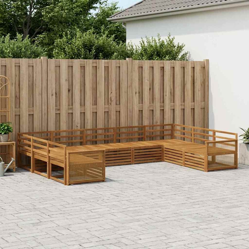 Buiten bankenset 9 pcs Naturel Massief Acaciahout is nu te koop bij PeponiXL, paradijselijk wonen!