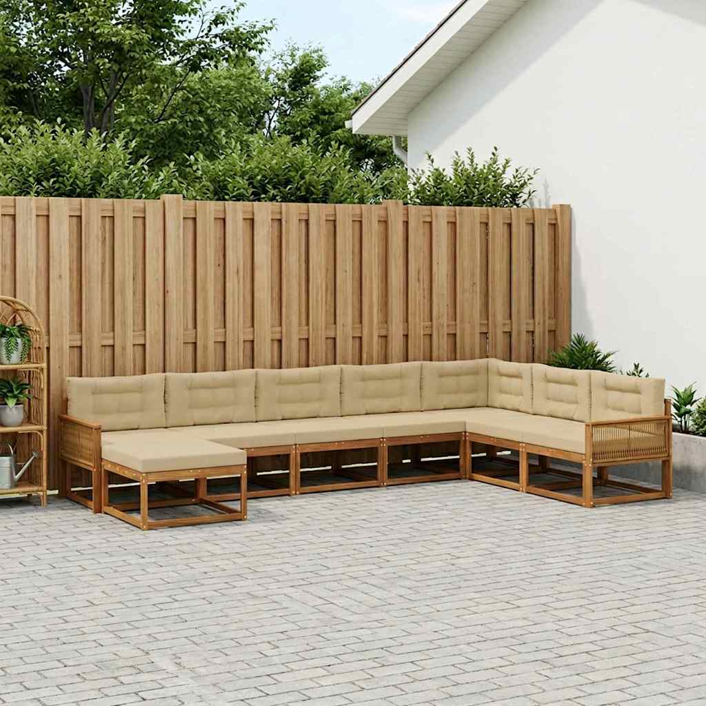 Buiten bankenset met kussen 8 pcs Natuurlijk en Beige is nu te koop bij PeponiXL, paradijselijk wonen!