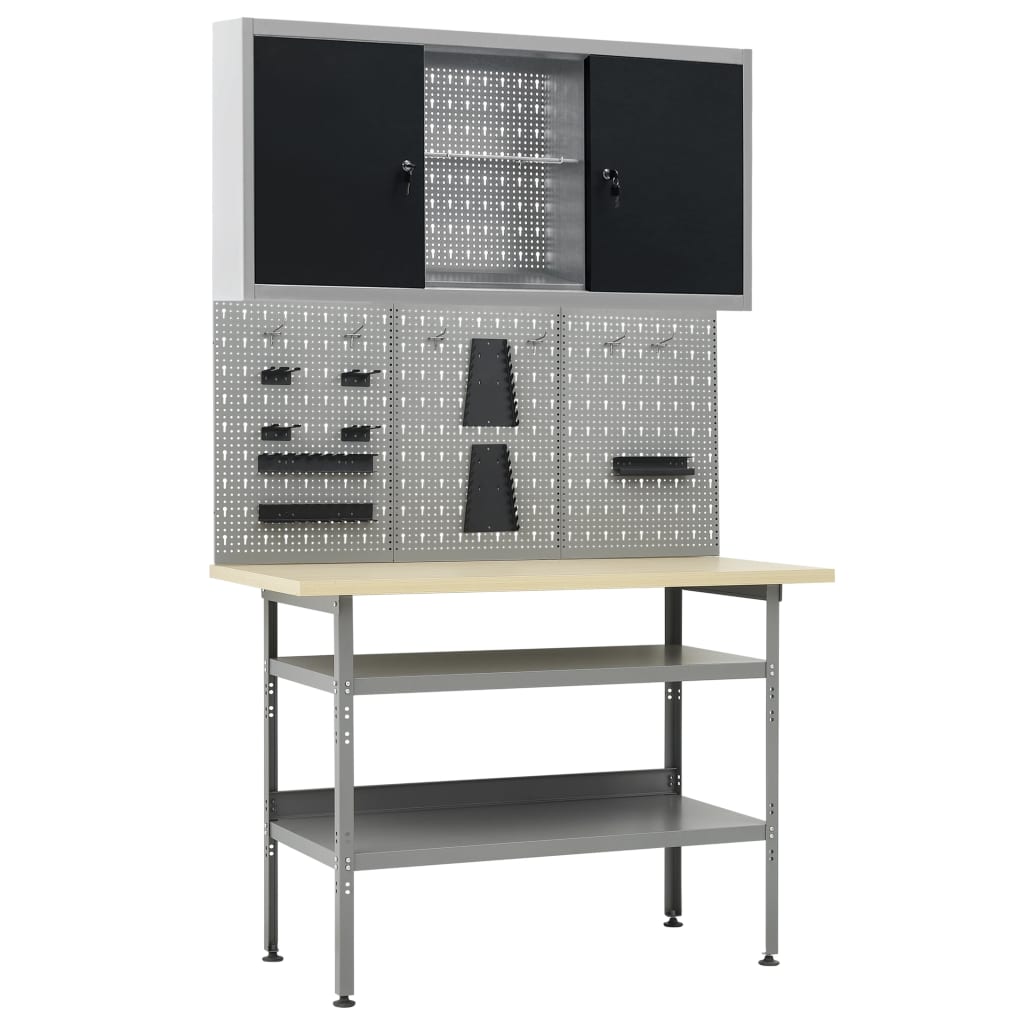 Werkbank met drie wandpanelen en een kast is nu te koop bij PeponiXL, paradijselijk wonen!