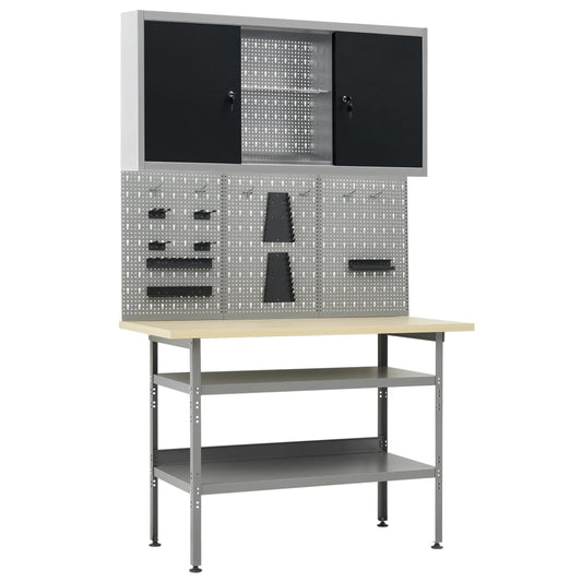 Werkbank met drie wandpanelen en een kast is nu te koop bij PeponiXL, paradijselijk wonen!