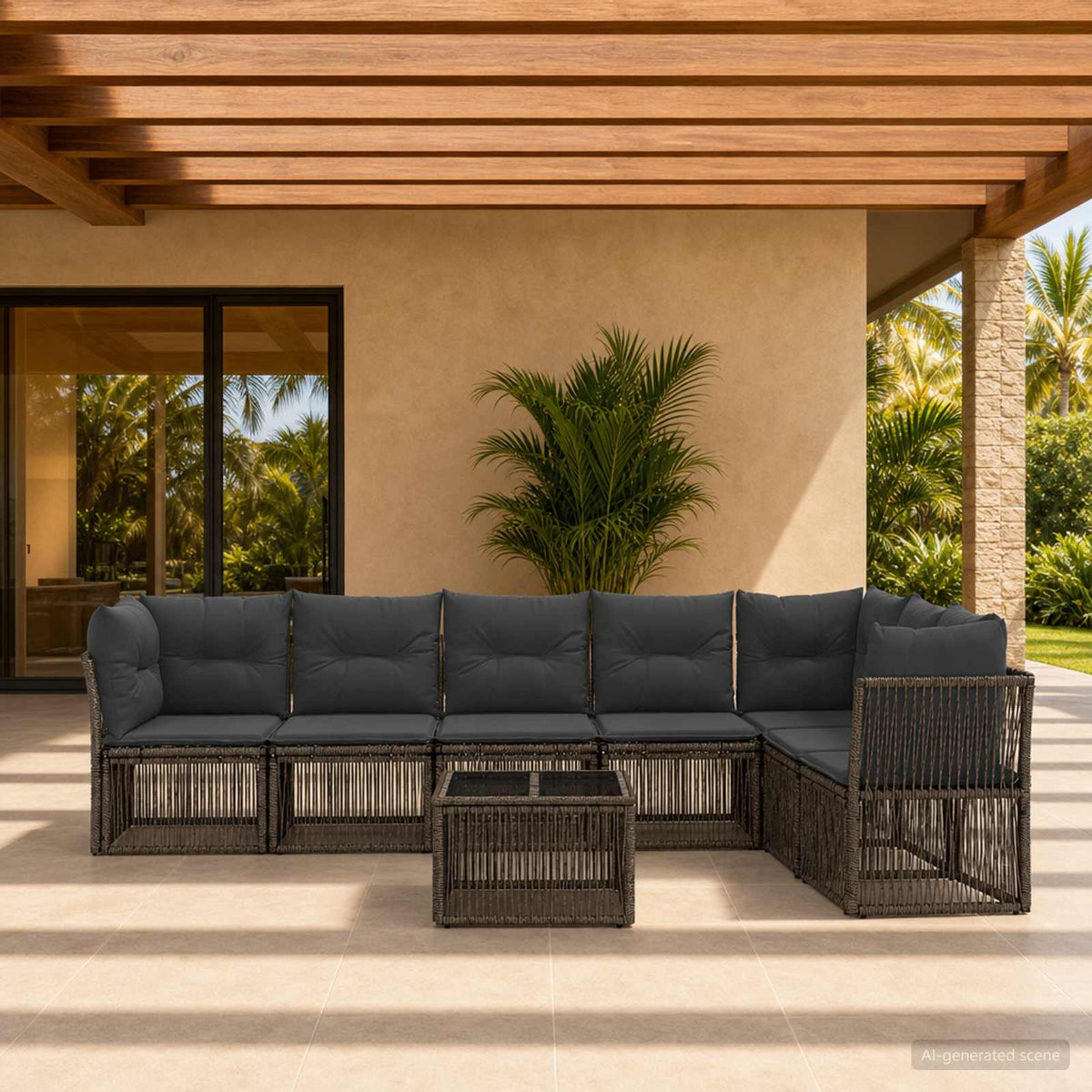 Tuinbankenset 8 pcs Grijs poly rattan is nu te koop bij PeponiXL, paradijselijk wonen!