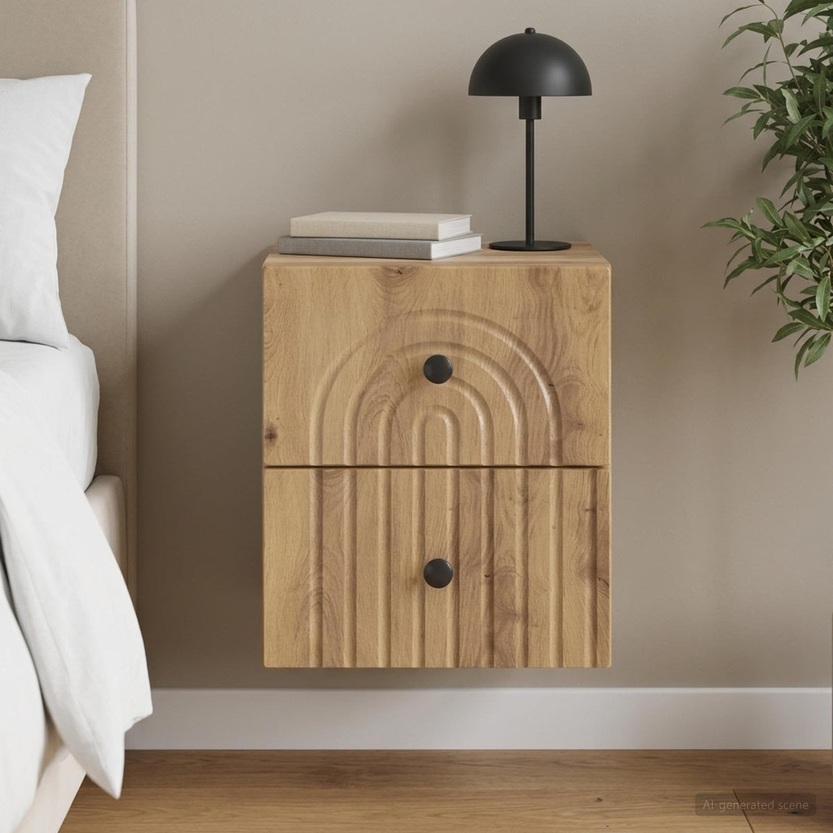 Wandbeugel Bedkast met lade Artisanaal eiken 33 x 34,5 x 40 cm is nu te koop bij PeponiXL, paradijselijk wonen!
