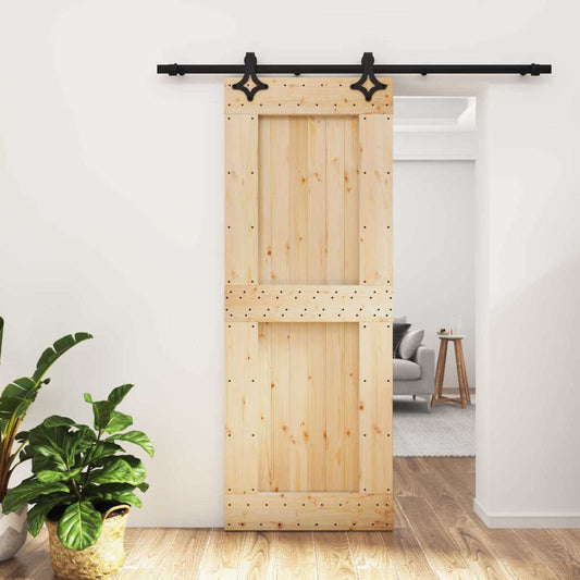 Schuifdeur Naturel en Zwart 80 x 210 cm Massief Grenenhout is nu te koop bij PeponiXL, paradijselijk wonen!