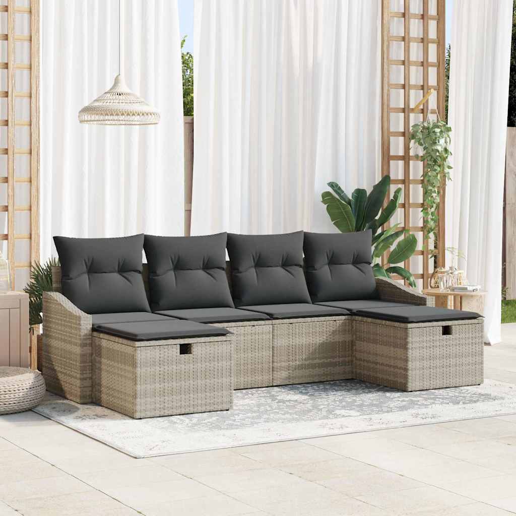 Tuin Sofa Set 6 st poly rattan is nu te koop bij PeponiXL, paradijselijk wonen!