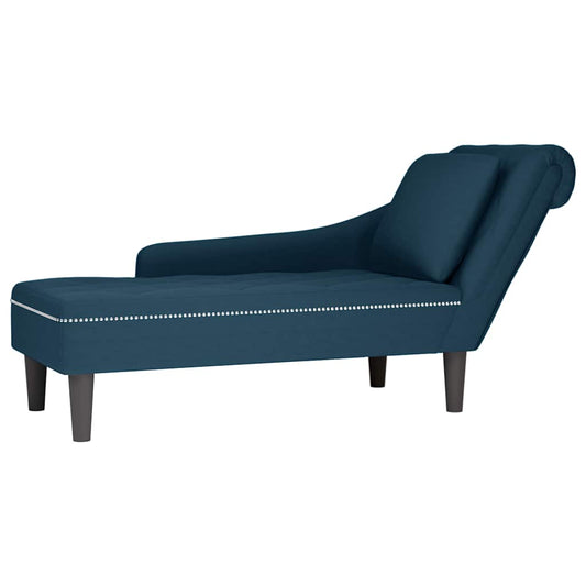 Chaise longue met kussen en rechterarmleuning fluweel blauw is nu te koop bij PeponiXL, paradijselijk wonen!