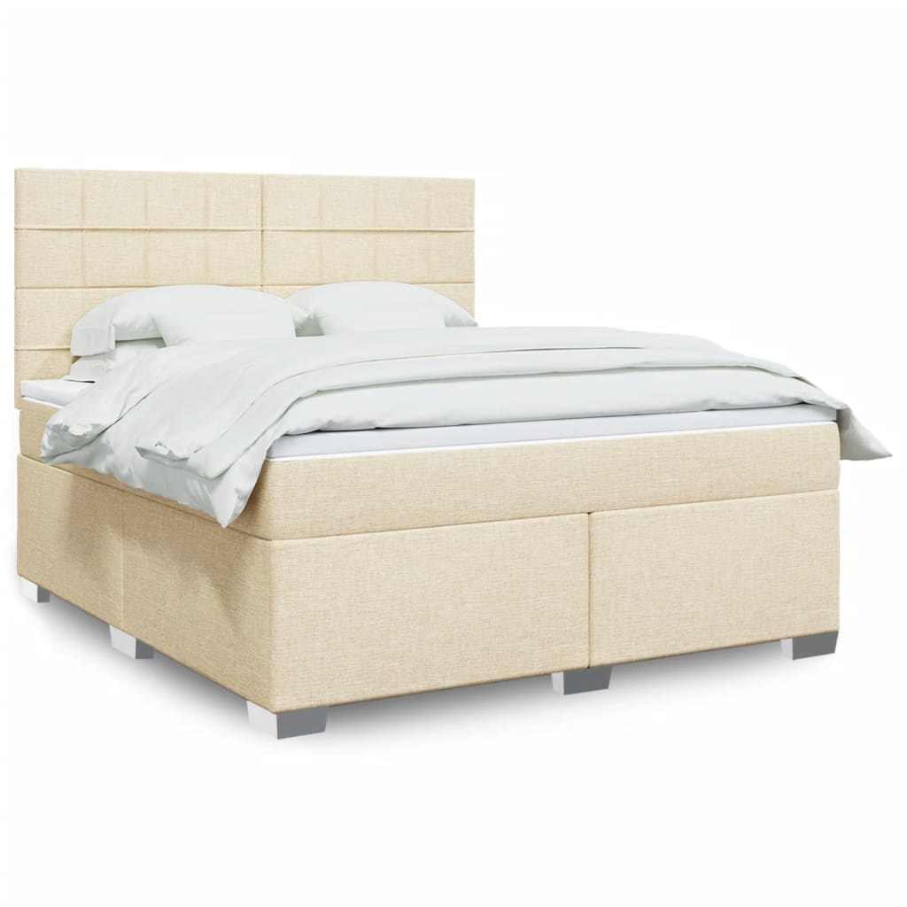 Boxspring met matras stof crèmekleurig 180x200 cm is nu te koop bij PeponiXL, paradijselijk wonen!
