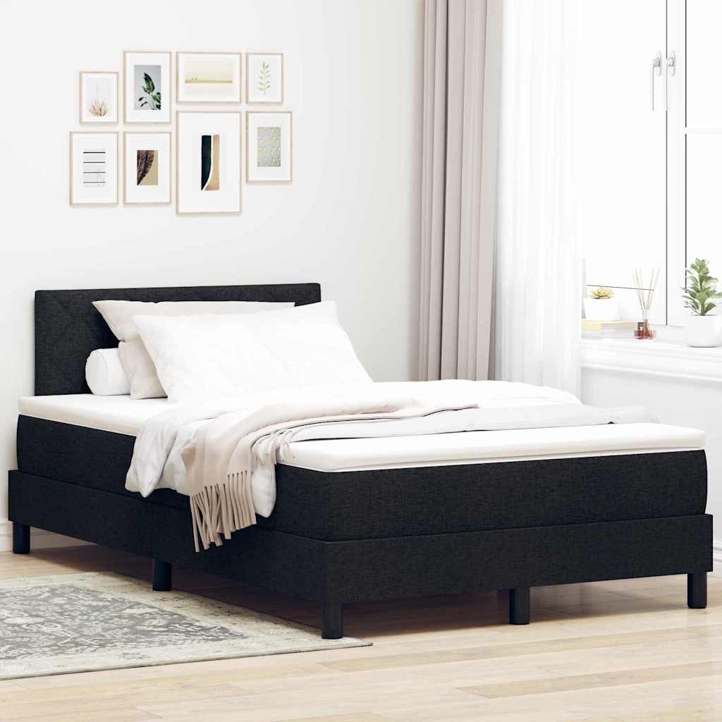 Boxspringbed met kussen met hoofdeinde Zwart 120 x 200 cm Stof is nu te koop bij PeponiXL, paradijselijk wonen!