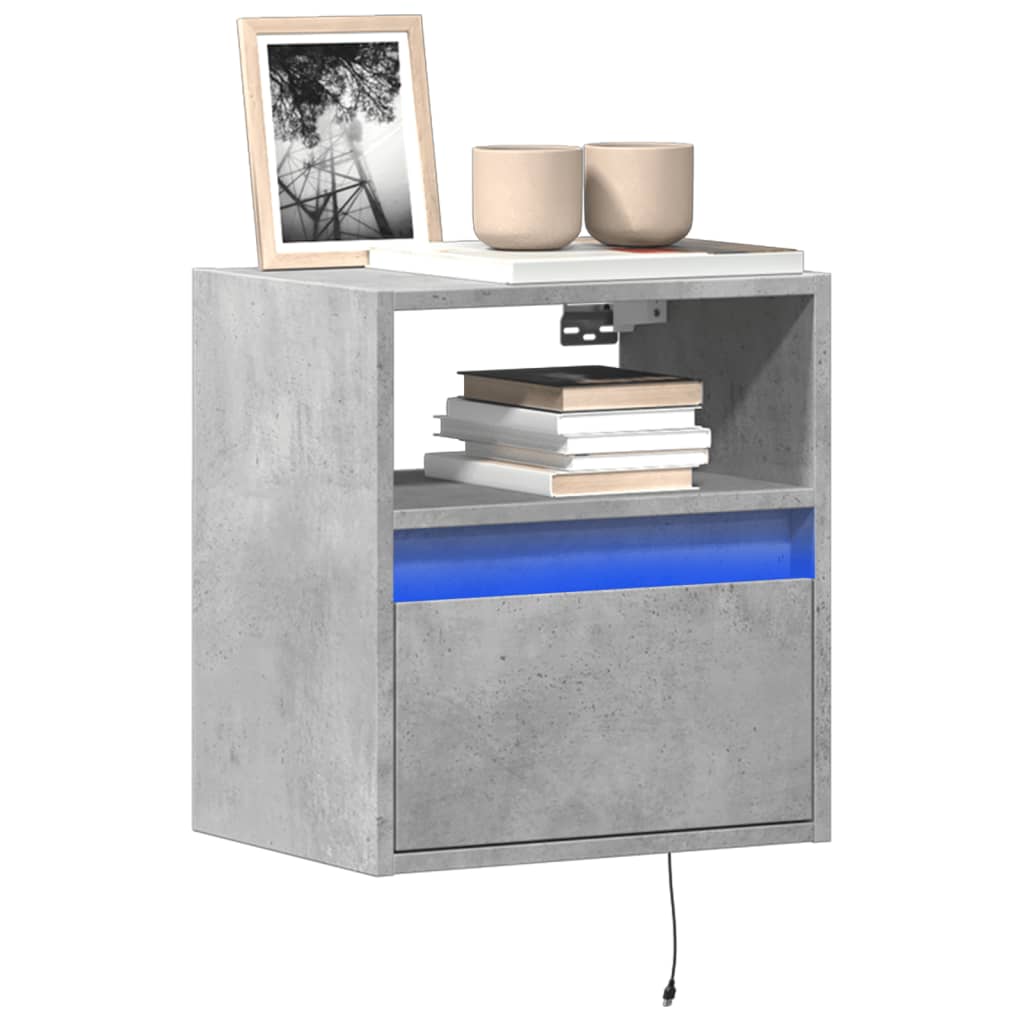 Tv-wandmeubel met LED-verlichting 41x31x45 cm betongrijs is nu te koop bij PeponiXL, paradijselijk wonen!