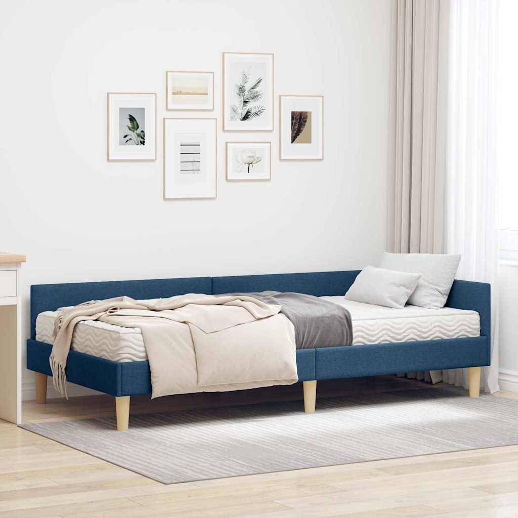 Hoekbedframe met Matras met matras 2 pcs Blauw Stof is nu te koop bij PeponiXL, paradijselijk wonen!