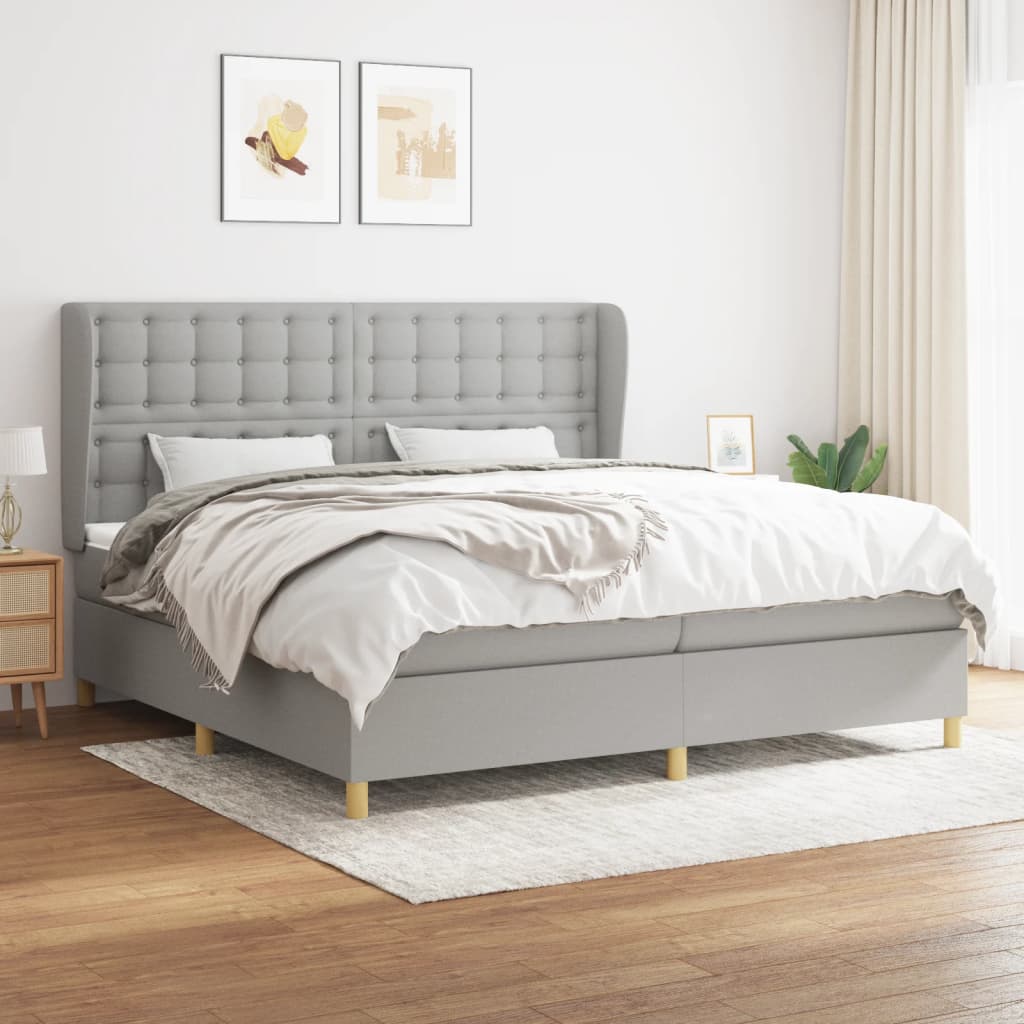 Boxspring met matras stof lichtgrijs 200x200 cm is nu te koop bij PeponiXL, paradijselijk wonen!