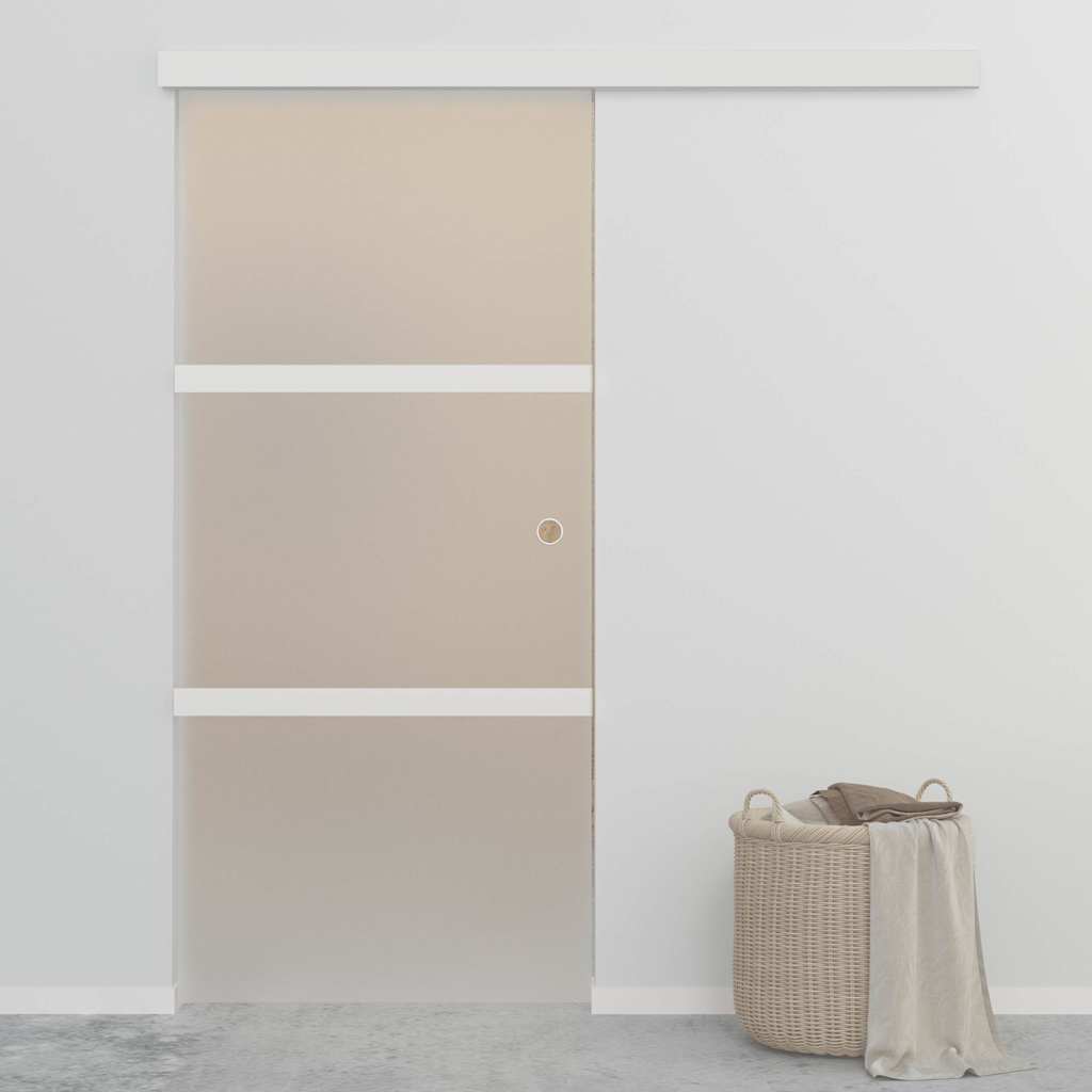 Schuifdeur 90x212 cm ESG-glas en aluminium zilverkleurig is nu te koop bij PeponiXL, paradijselijk wonen!