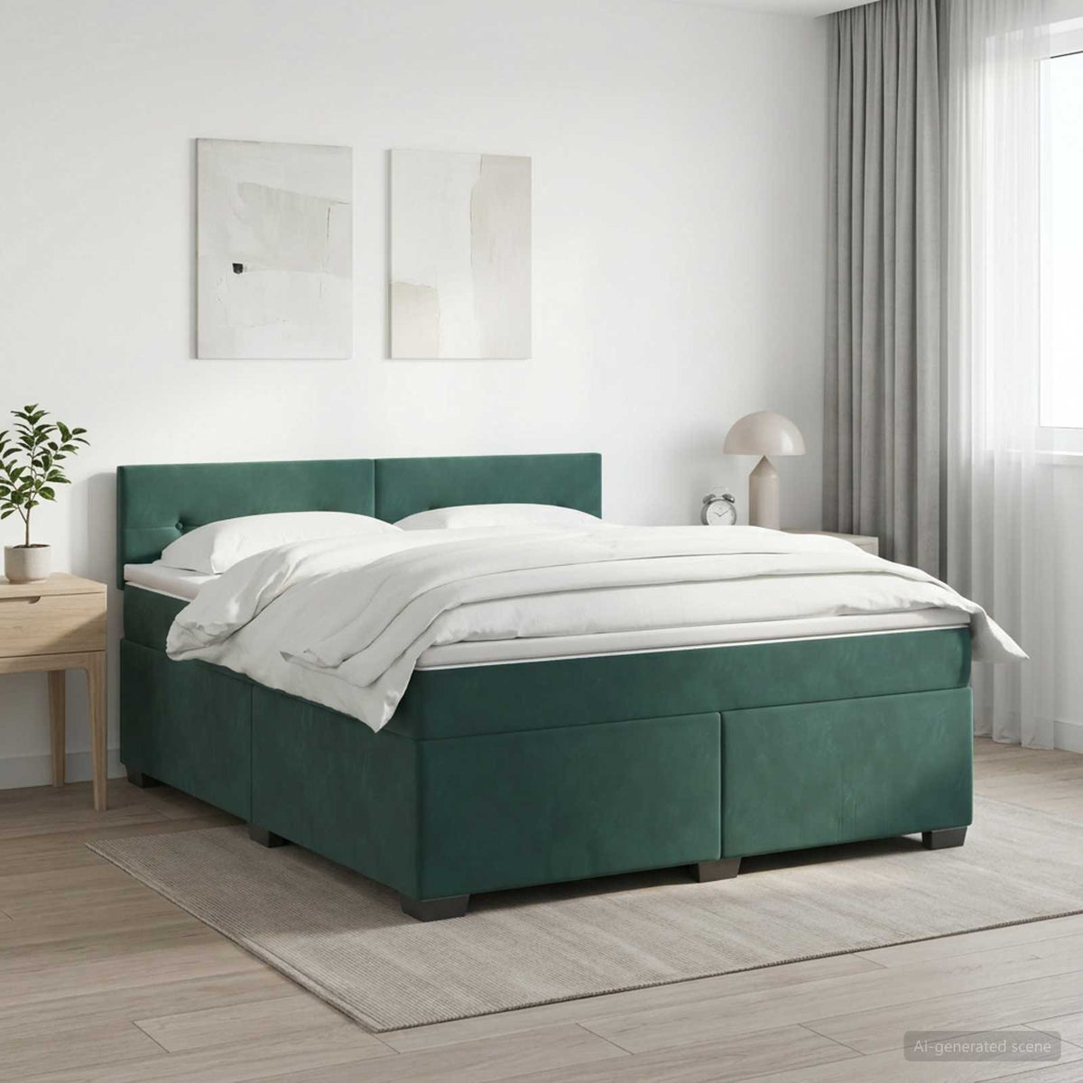 Boxspringbed met matras Donkergroen 140 x 200 cm Fluweel is nu te koop bij PeponiXL, paradijselijk wonen!