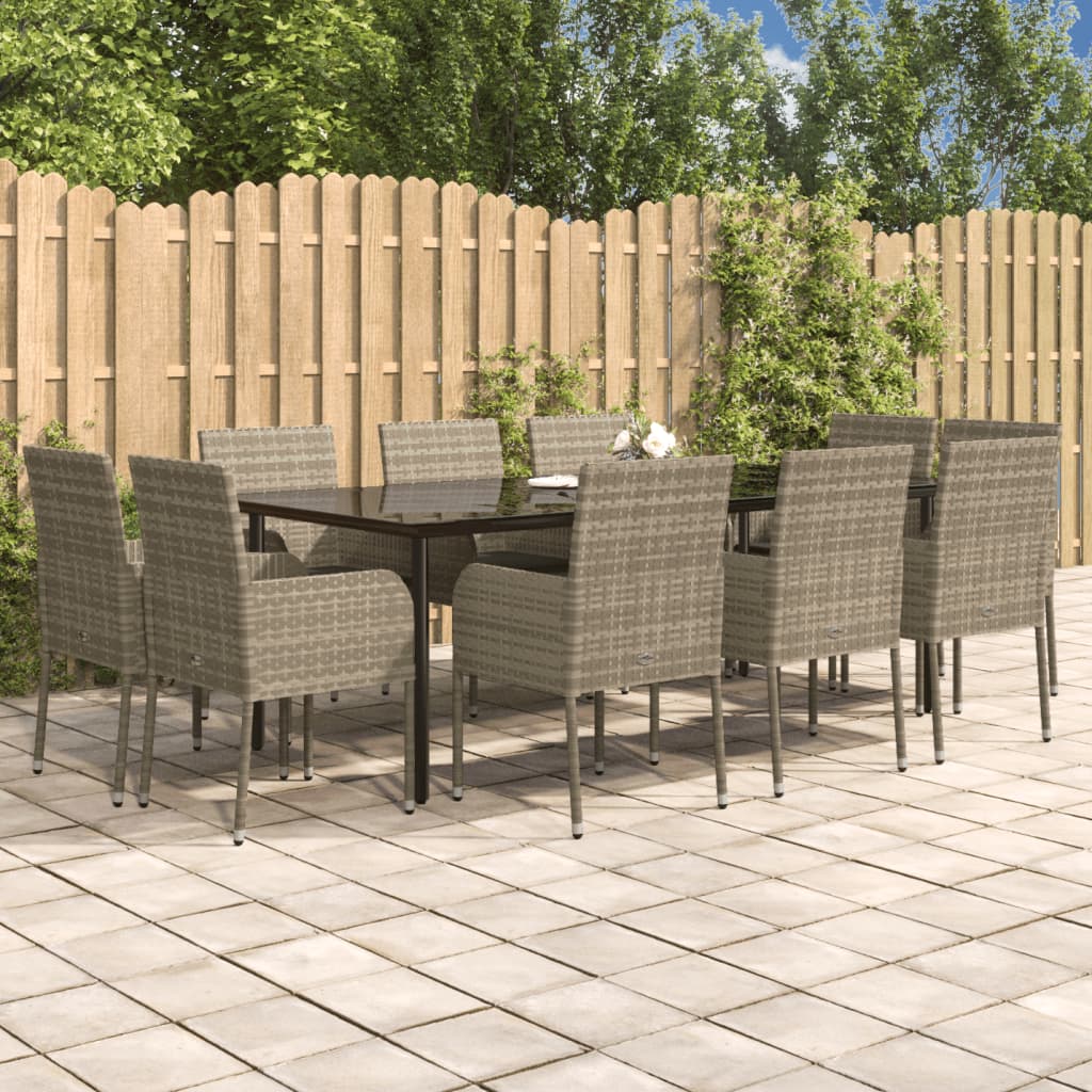 11-delige Tuinset met kussens poly rattan zwart en grijs is nu te koop bij PeponiXL, paradijselijk wonen!