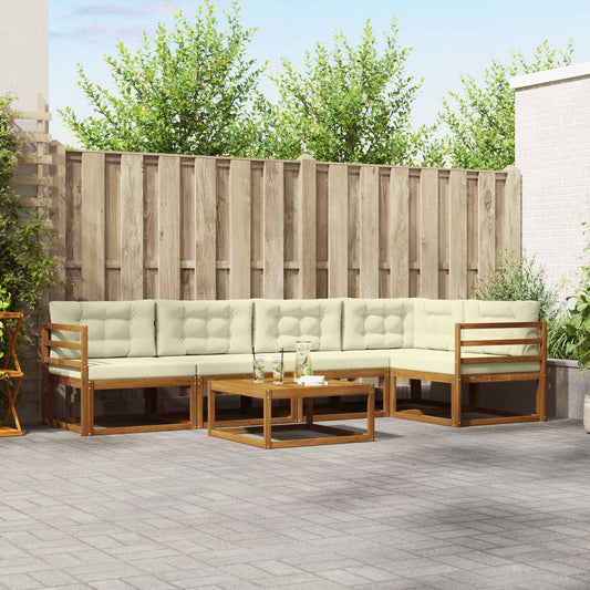 Buiten bankenset met kussen 6 pcs Natuurlijk en Crème is nu te koop bij PeponiXL, paradijselijk wonen!