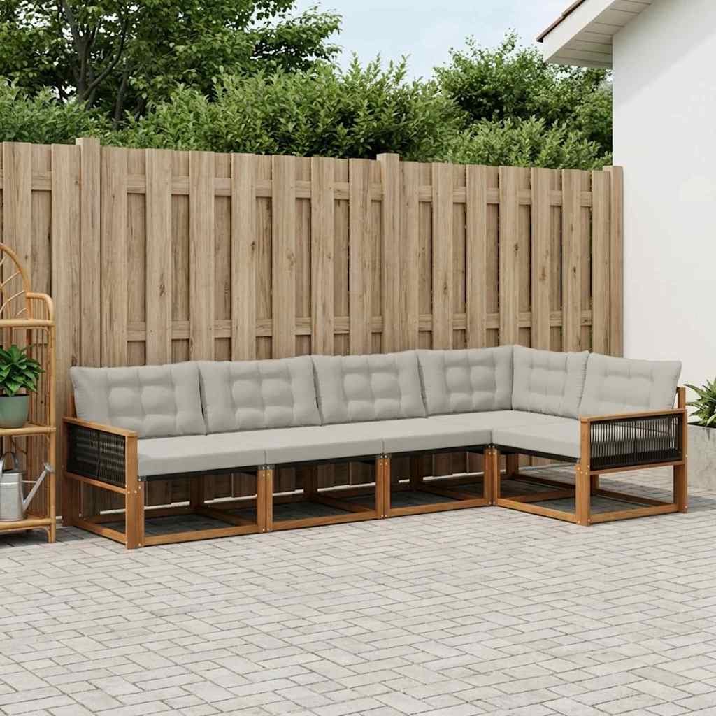 Buiten bankenset met kussen 5 pcs Naturel en lichtgrijs is nu te koop bij PeponiXL, paradijselijk wonen!