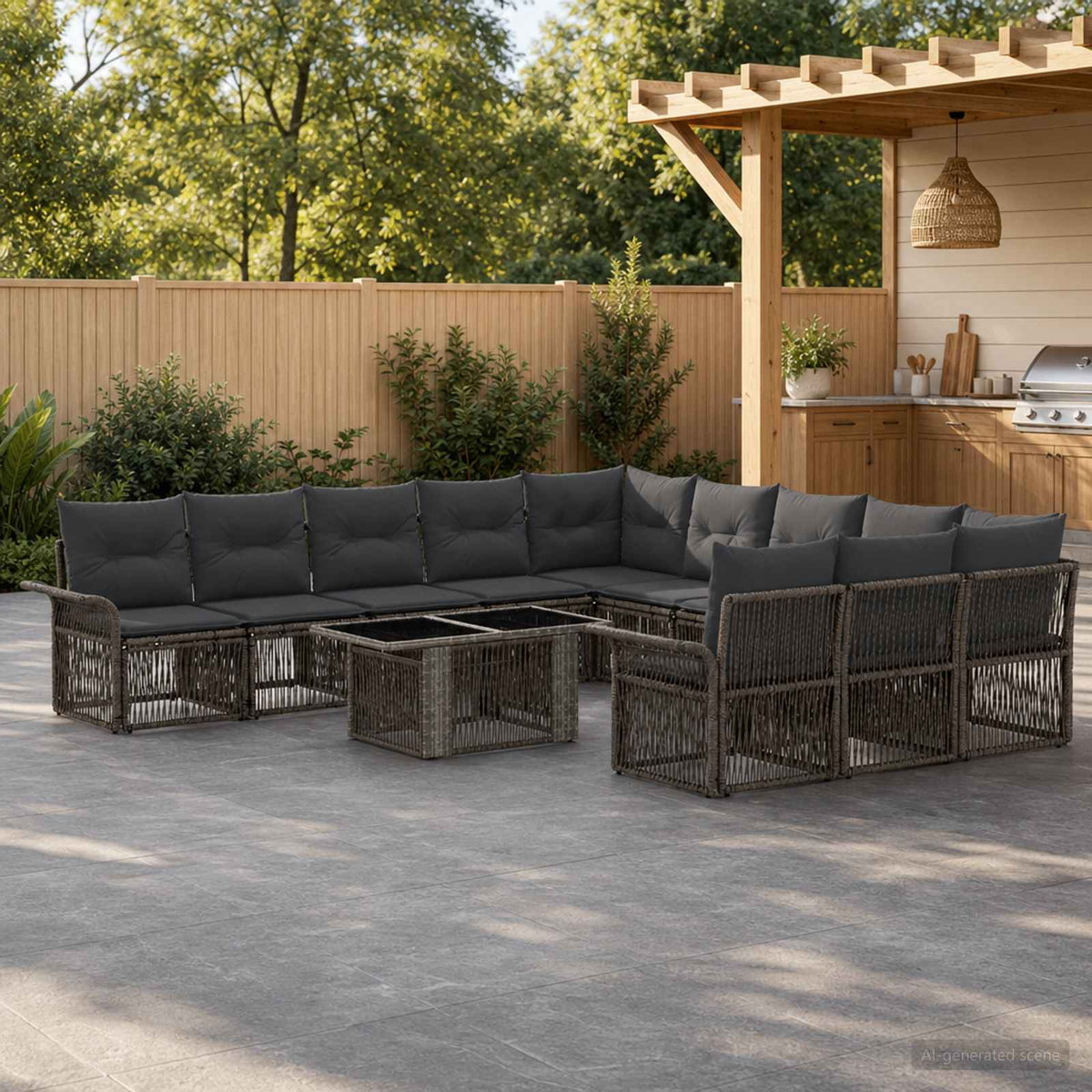 Tuinbankenset 12 st Grijs en Donkergrijs poly rattan is nu te koop bij PeponiXL, paradijselijk wonen!