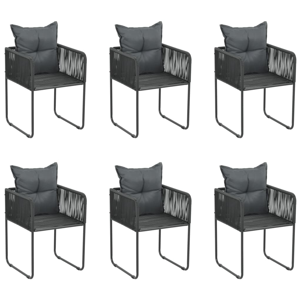 Tuinstoelen 6 st met kussens poly rattan zwart is nu te koop bij PeponiXL, paradijselijk wonen!