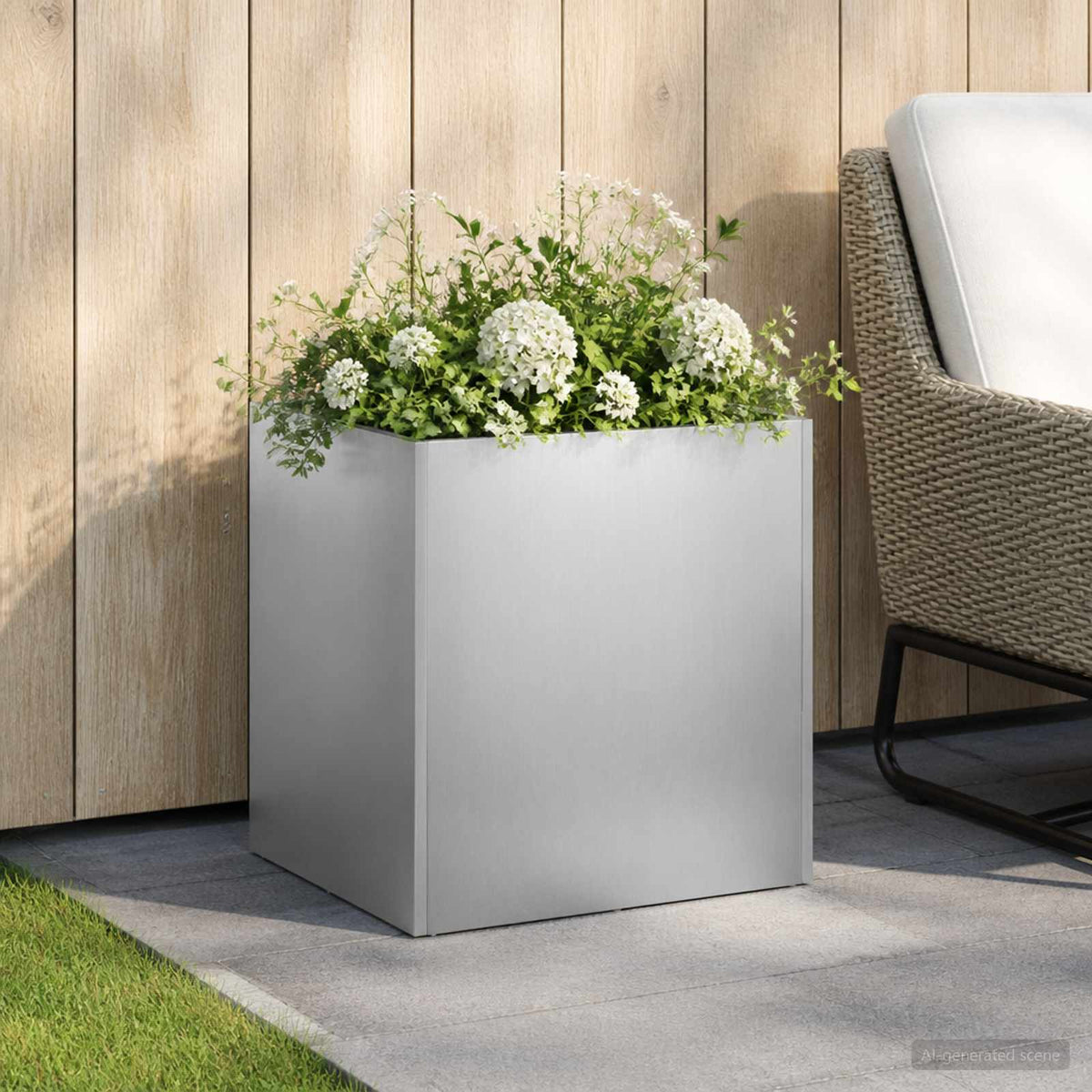 Plantenbak zilver 20 x 20 x 20 cm Roestvrij staal is nu te koop bij PeponiXL, paradijselijk wonen!