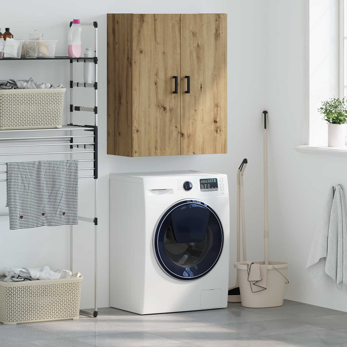 Wandkast Artisan Eiken 69,5 x 34 x 90 cm Bewerkt hout is nu te koop bij PeponiXL, paradijselijk wonen!
