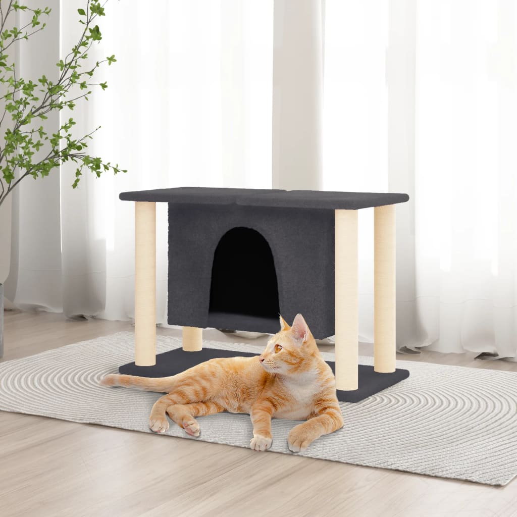 Kattenmeubel met sisal krabpalen 50 cm donkergrijs is nu te koop bij PeponiXL, paradijselijk wonen!