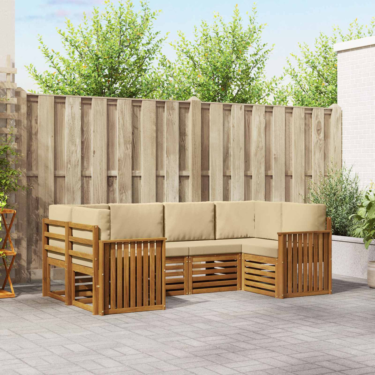Hoekbank Set met kussen 6 pcs Naturel is nu te koop bij PeponiXL, paradijselijk wonen!