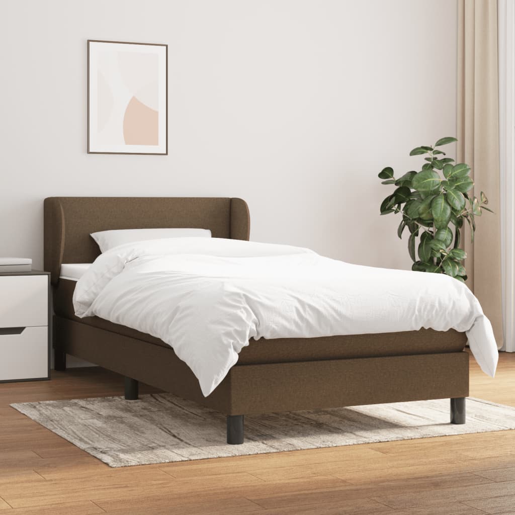 Boxspring met matras stof donkerbruin 90x190 cm is nu te koop bij PeponiXL, paradijselijk wonen!