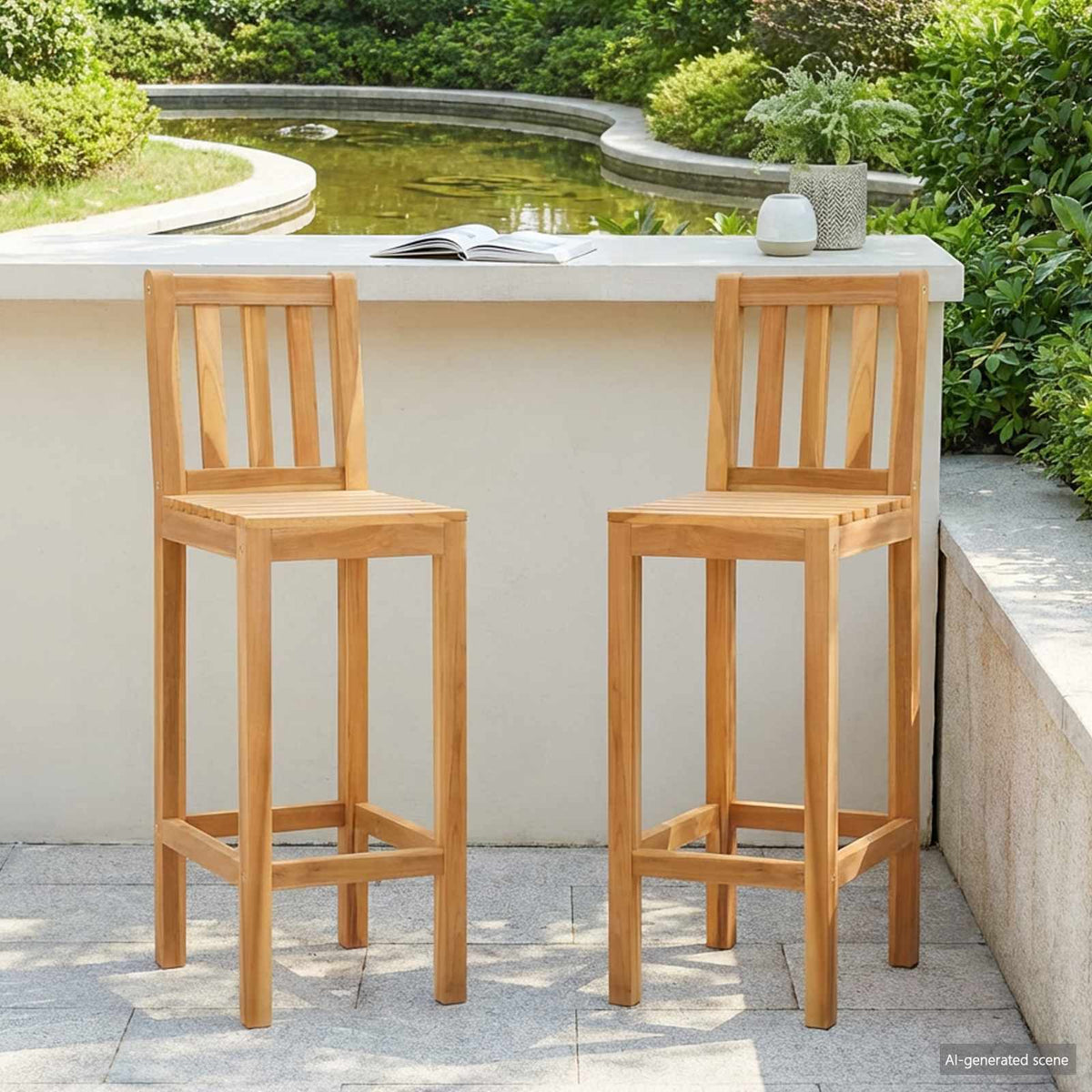 Barkruk 2 pcs Naturel Massief Teakhout is nu te koop bij PeponiXL, paradijselijk wonen!