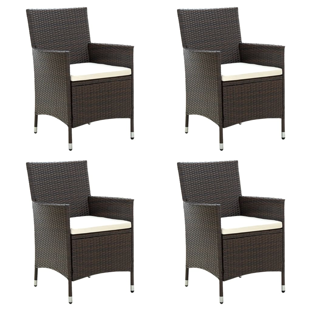 Tuinstoelen 4 st met kussens poly rattan bruin is nu te koop bij PeponiXL, paradijselijk wonen!