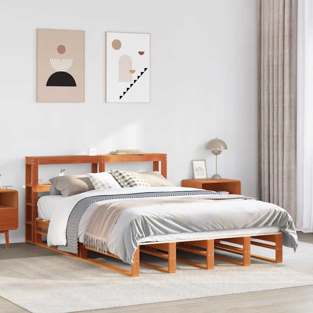 Bedframe zonder matras massief grenenhout wasbruin 150x200 cm is nu te koop bij PeponiXL, paradijselijk wonen!
