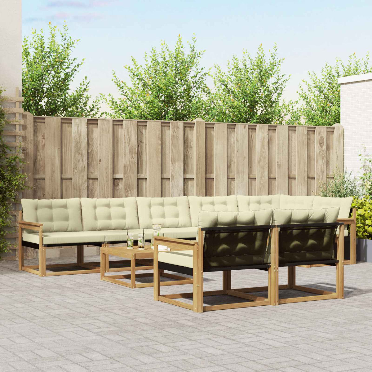 Buiten bankenset 9 pcs Wit en crèmekleurig 79 x 79 x 37 cm is nu te koop bij PeponiXL, paradijselijk wonen!