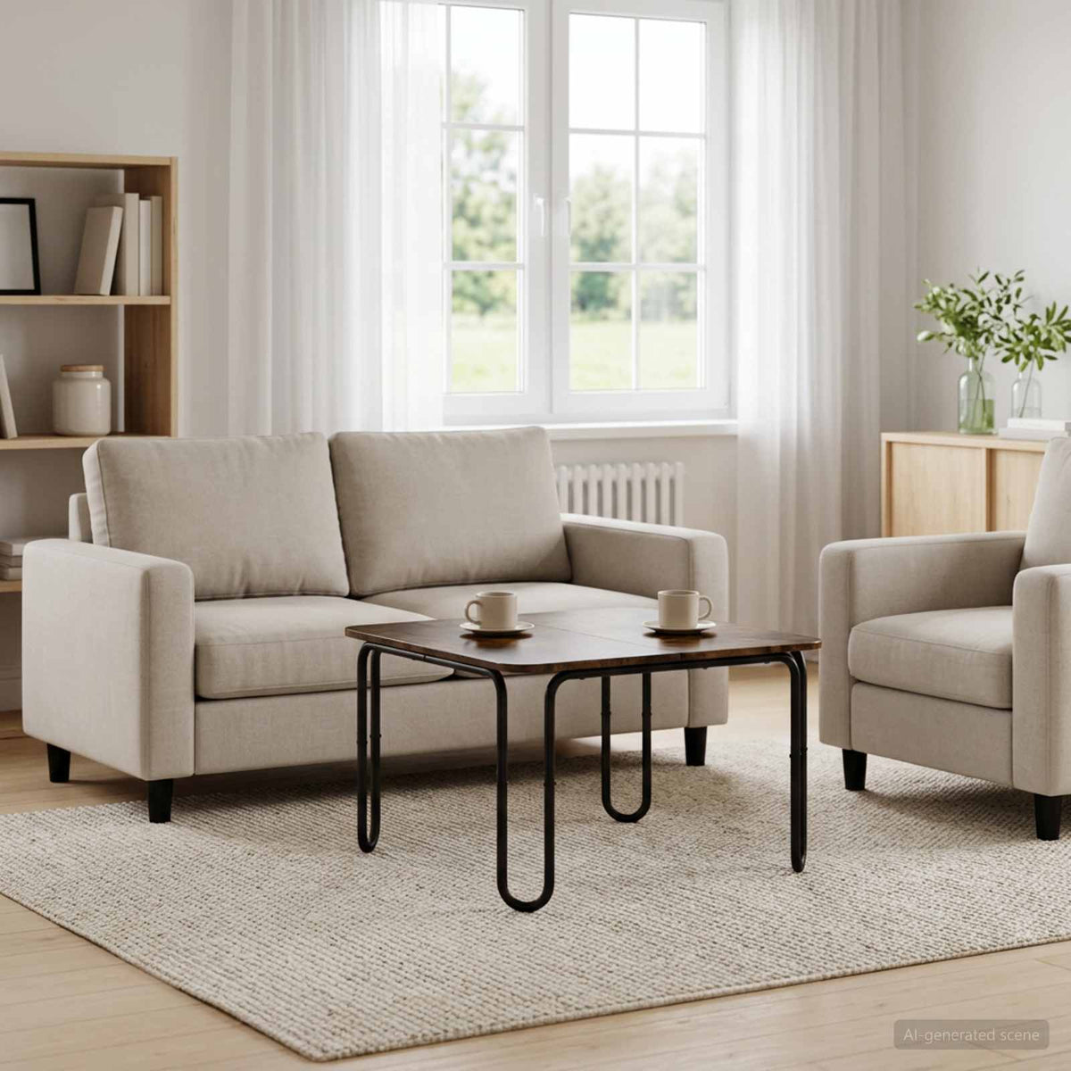 Salontafel Gerookt eiken 100 x 100 x 45 cm Bewerkt hout is nu te koop bij PeponiXL, paradijselijk wonen!