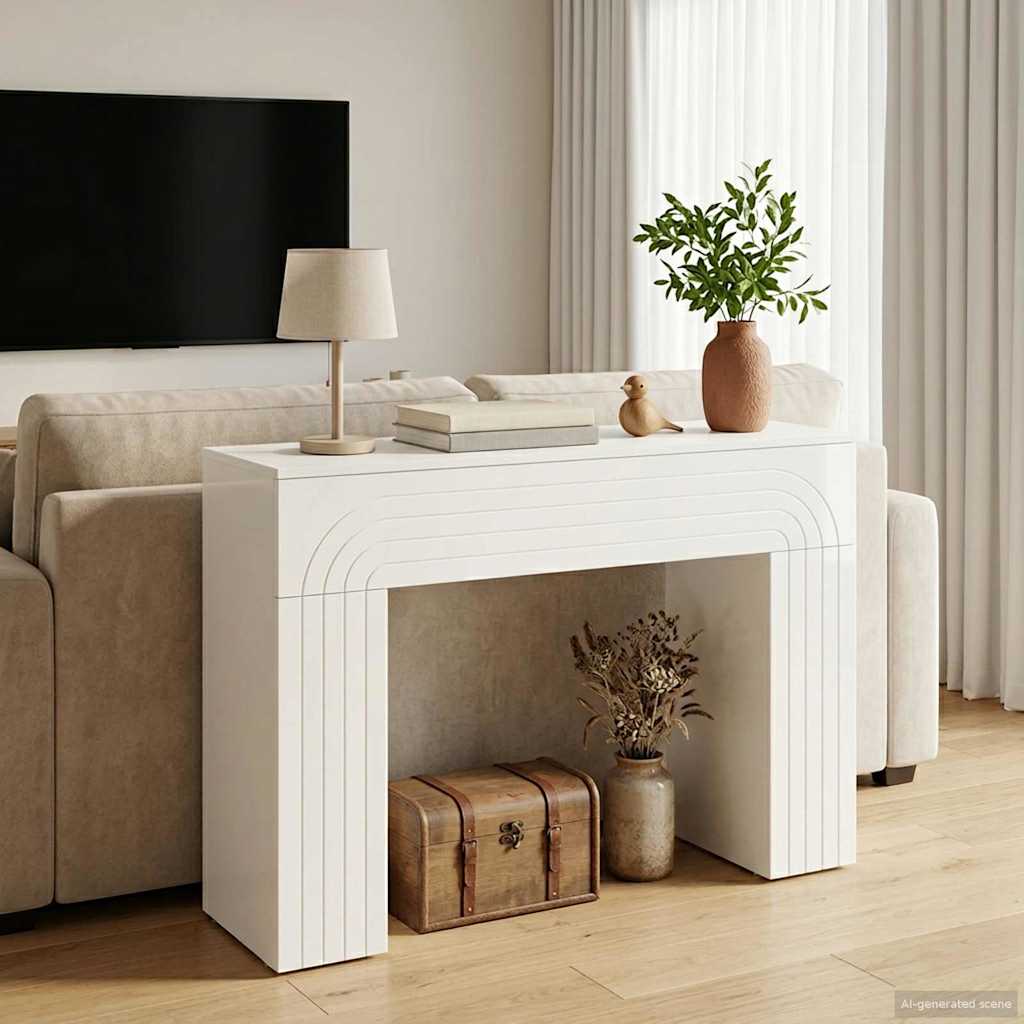 Salontafel Hoogglans Wit 102 x 35 x 75 cm Bewerkt hout is nu te koop bij PeponiXL, paradijselijk wonen!