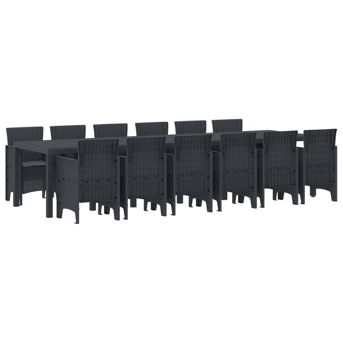 Tuin Eetset 13 pcs Antraciet Polt riet is nu te koop bij PeponiXL, paradijselijk wonen!