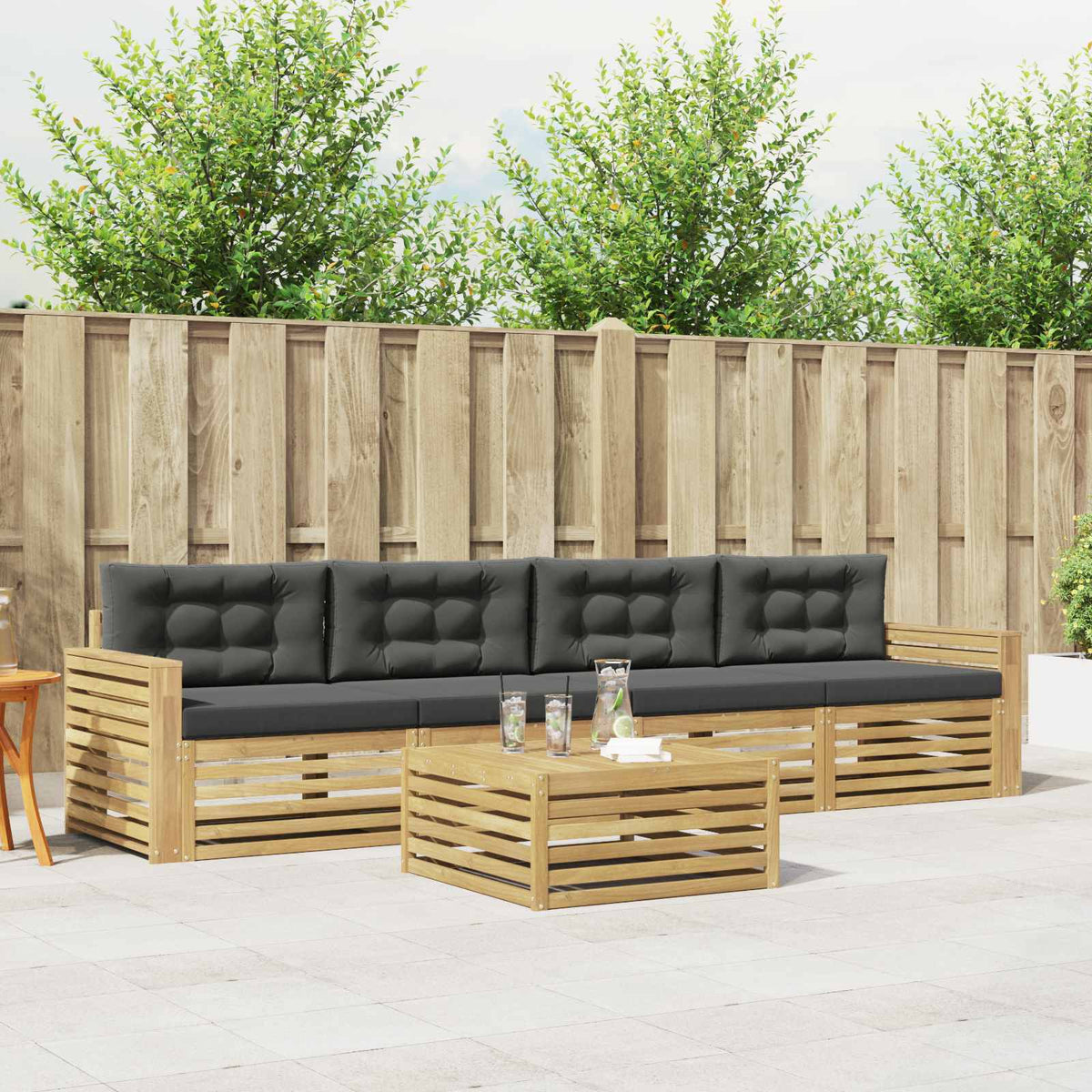Buiten bankenset 5 pcs Wit en antracietkleurig is nu te koop bij PeponiXL, paradijselijk wonen!
