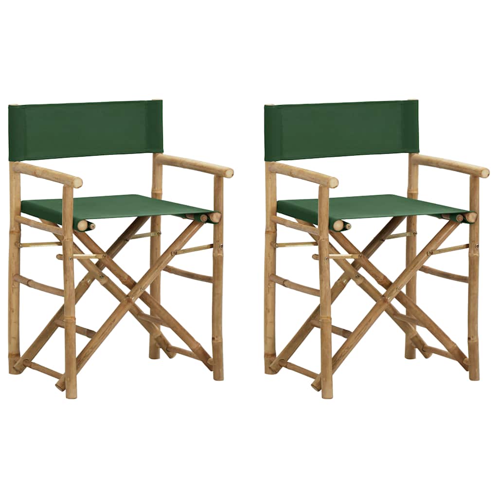 Regisseursstoelen 2 st inklapbaar groen bamboe en stof is nu te koop bij PeponiXL, paradijselijk wonen!