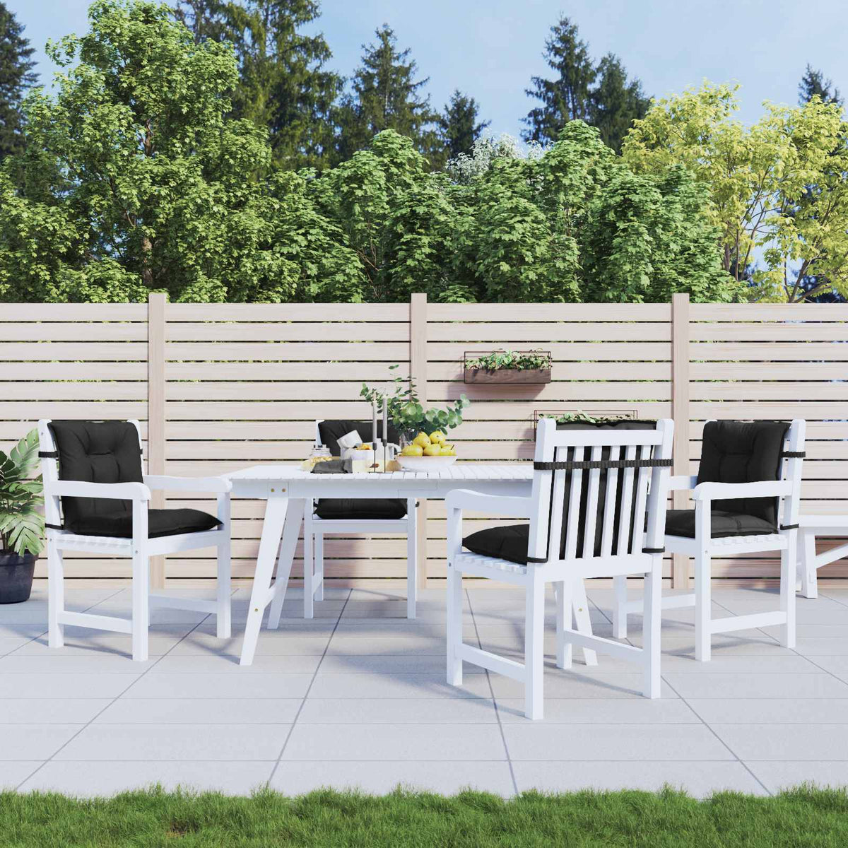 Laagrug Stoelkussens Set 4 pcs Melange Zwart 100 x 50 x 7 cm is nu te koop bij PeponiXL, paradijselijk wonen!