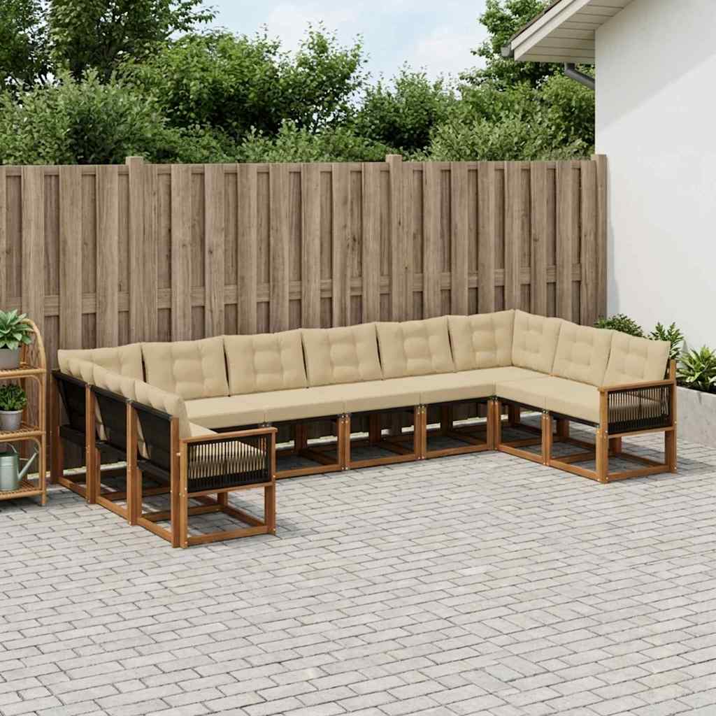 Buiten bankenset met kussen 10 pcs Natuurlijk en Beige is nu te koop bij PeponiXL, paradijselijk wonen!