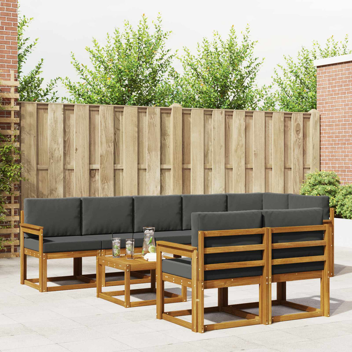 Buiten bankenset met kussen 9 pcs Natuurlijk en Antraciet is nu te koop bij PeponiXL, paradijselijk wonen!