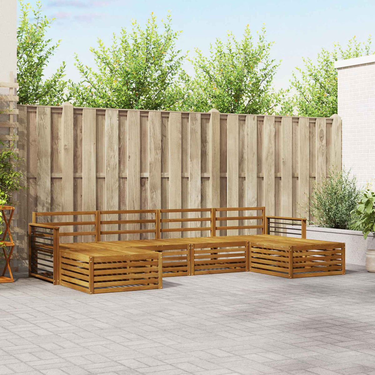 Sofa-Sets 6 pcs Naturel Massief Acaciahout is nu te koop bij PeponiXL, paradijselijk wonen!