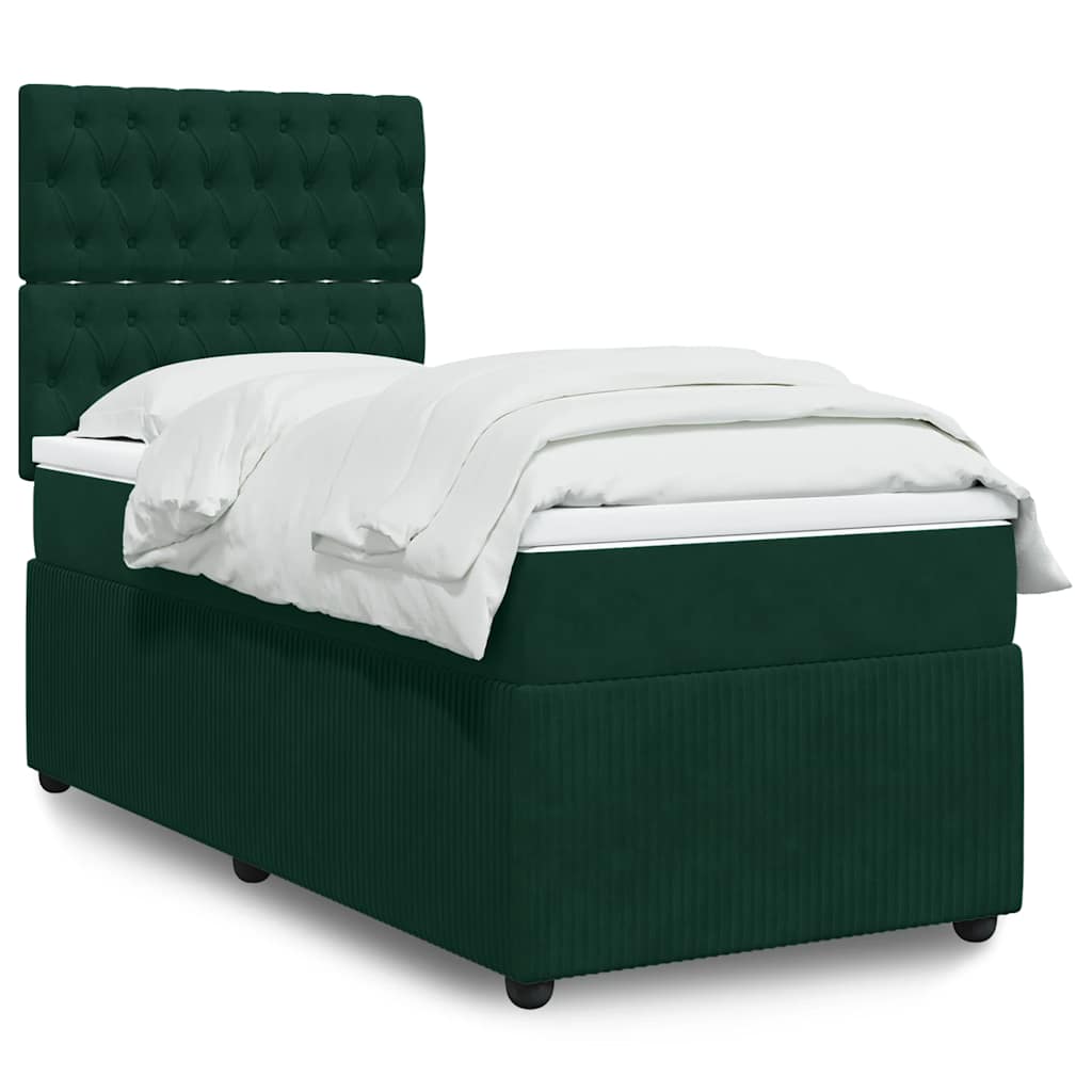 Boxspring met matras fluweel donkergroen 80x200 cm is nu te koop bij PeponiXL, paradijselijk wonen!