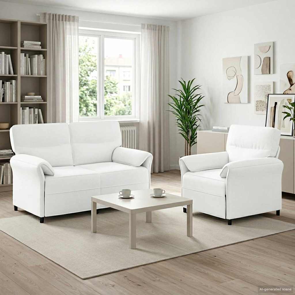 Bankstel 2 st Wit Stof is nu te koop bij PeponiXL, paradijselijk wonen!