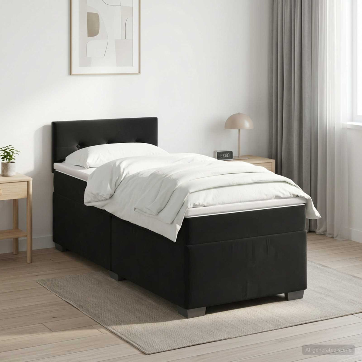 Boxspringbed met matras Zwart 90 x 190 cm Fluweel is nu te koop bij PeponiXL, paradijselijk wonen!
