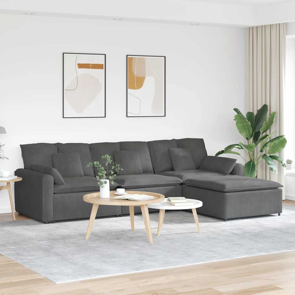 Modulaire bank met voetenbank en kussens donkergrijs is nu te koop bij PeponiXL, paradijselijk wonen!