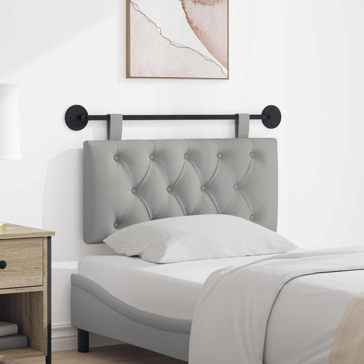 Hangend hoofdbord Wolkengrijs Stof is nu te koop bij PeponiXL, paradijselijk wonen!