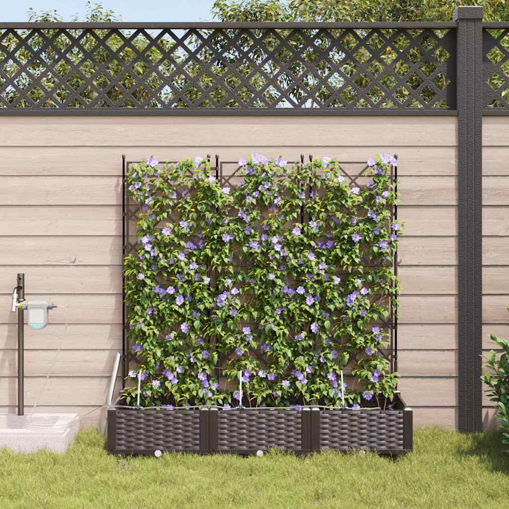 Tuin Bloempot 3 pcs Bruin Kunststof is nu te koop bij PeponiXL, paradijselijk wonen!