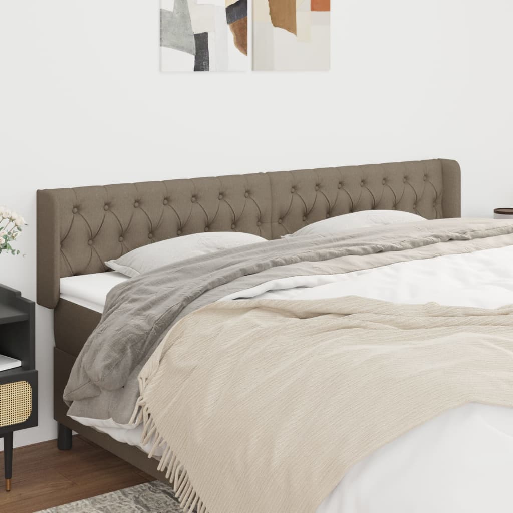 Hoofdbord met randen 183x16x78/88 cm stof taupe is nu te koop bij PeponiXL, paradijselijk wonen!