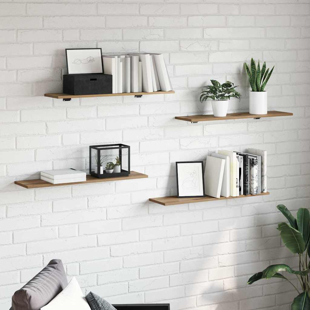 Boekenplank Bord 4 pcs Bruin 80 x 20 x 1,5 cm Bewerkt hout is nu te koop bij PeponiXL, paradijselijk wonen!