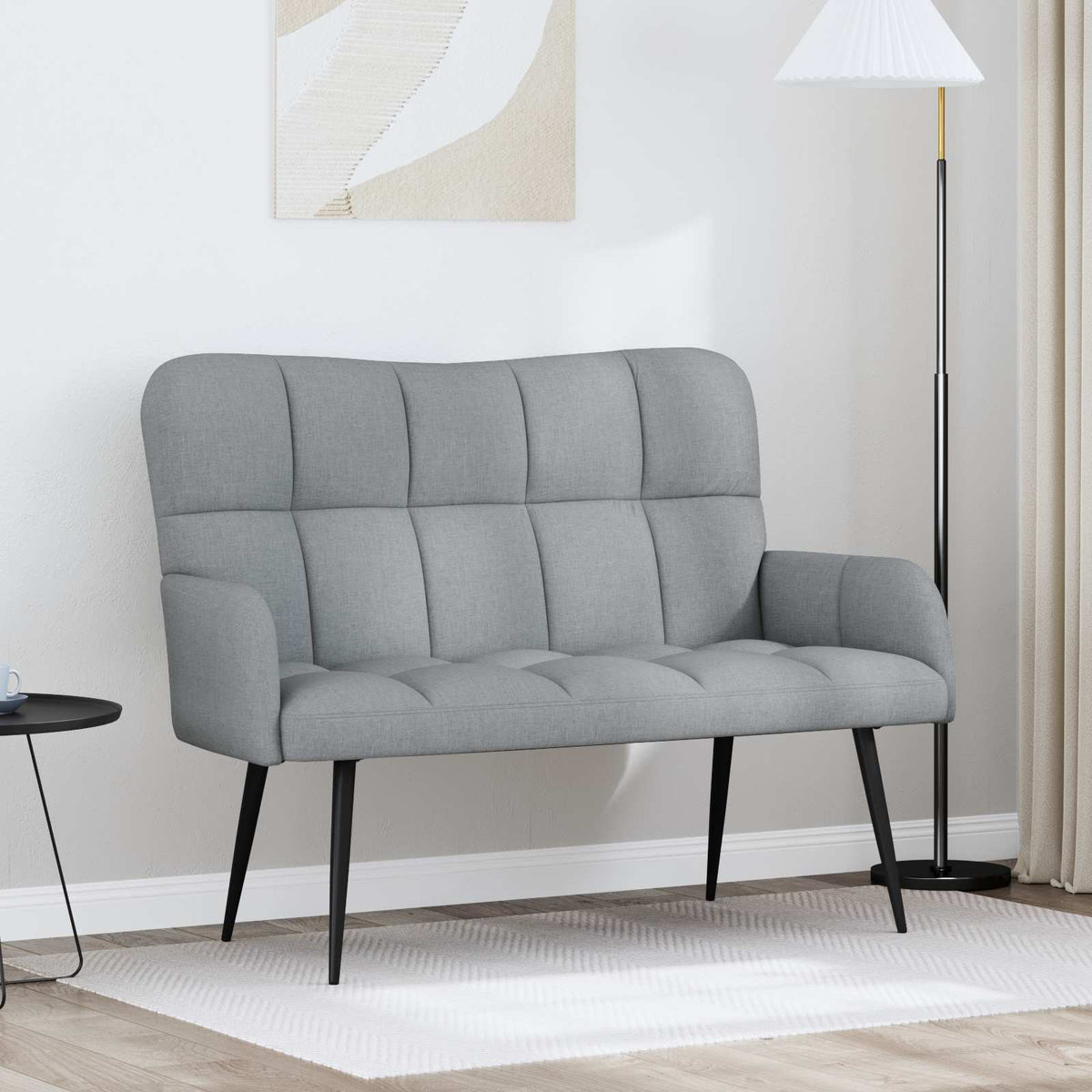 Twee Persoons Sofa Lichtgrijs 115 x 61 x 87 cm Stof is nu te koop bij PeponiXL, paradijselijk wonen!