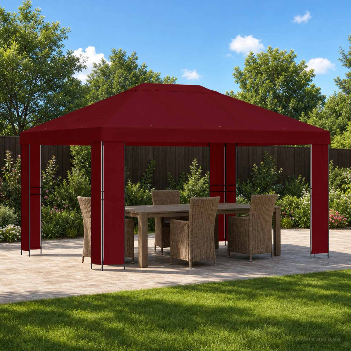Prieel 4 × 3 m Bordeauxrood Polyester en staal 190 is nu te koop bij PeponiXL, paradijselijk wonen!