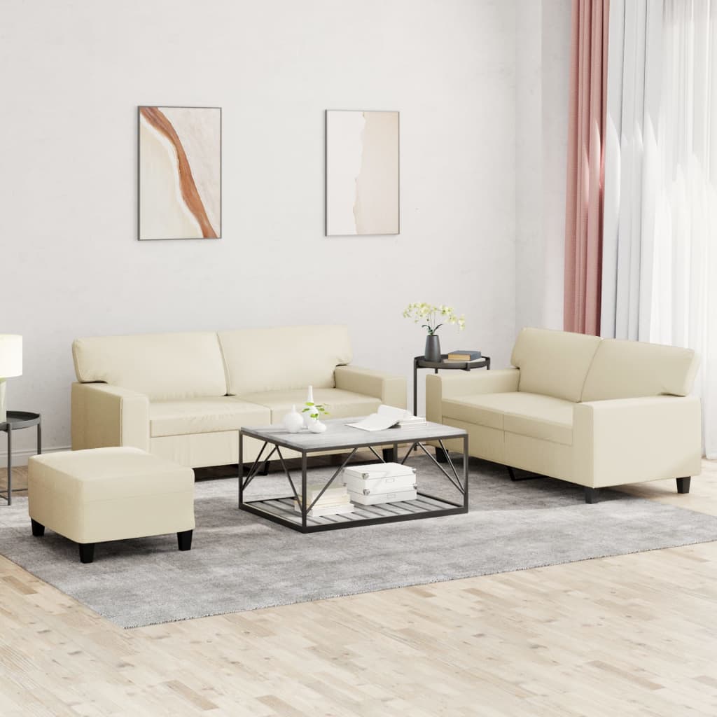 3-delige Loungeset kunstleer crèmekleurig is nu te koop bij PeponiXL, paradijselijk wonen!